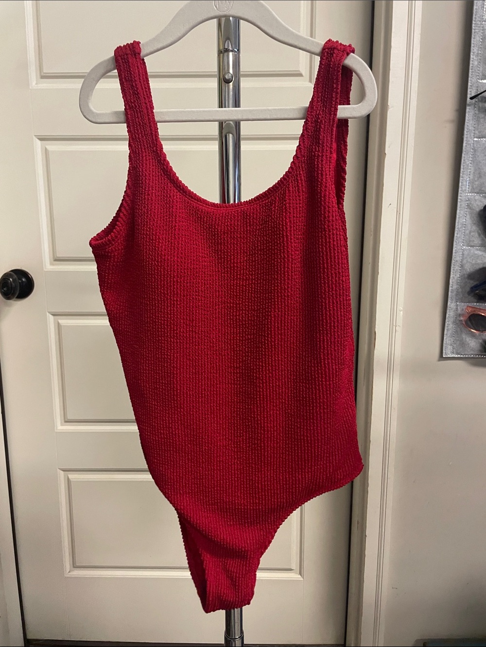 Girls'/Juniors Textured Red Ribbed One-Piece Bodysuit